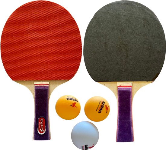 Kunststof tafeltennis batjes groen, blauw, geel en rood