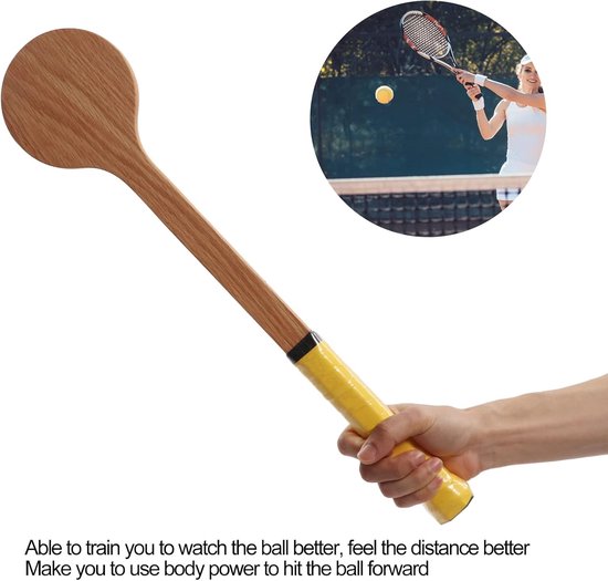 Tennislepel - Sweet Spot Trainer - Rode Eiken - Tennis Pointer Lepel Hout - Sweet Pointer Trainer - Racket Swing Praktijk - Trainingshulpmiddel Met Opbergtas Voor Sport - Verbeter Je Tennisvaardigheden — afbeelding 2
