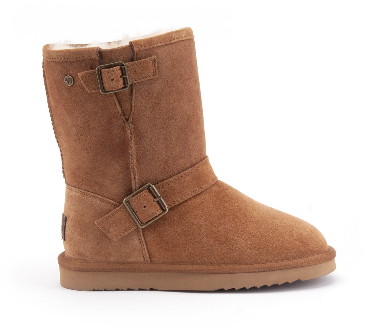 Warmbat Kangaroo Suede/DF boot Buckle Dames Laarzen - Cognac