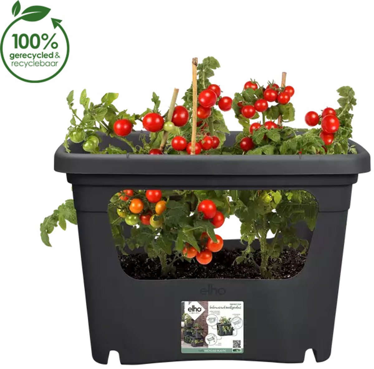 Bol.com Elho Green Basics Stack & Grow 50 - Stapelbare Kweekbak - Verticaal Tuinieren - 100% Gerecycled Plastic - Ø 50.9 x H 35.... aanbieding