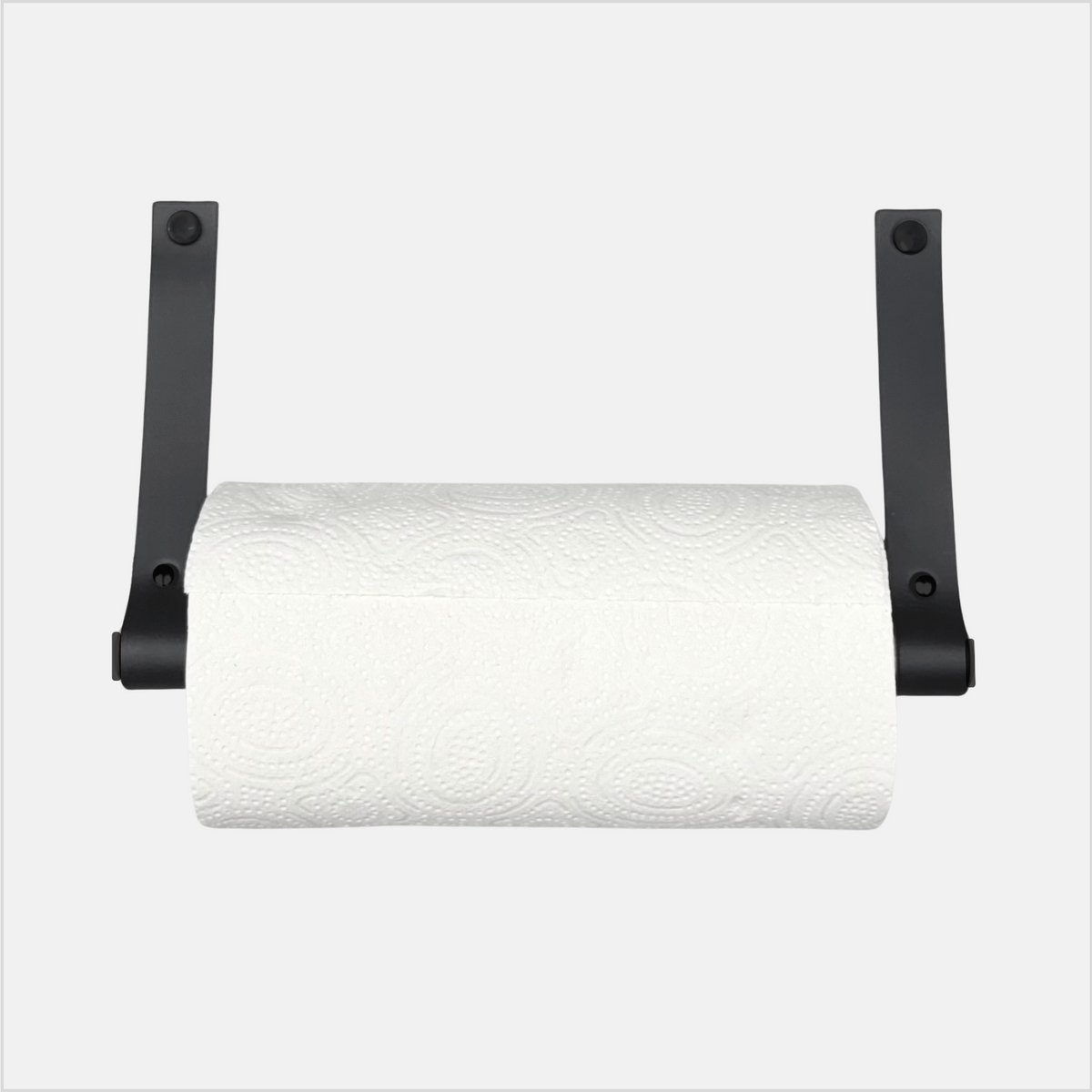 LGZ Leren Keukenrolhouder Zwart - Rolhouder Zwart metaal - Inclusief schroeven - 18x30cm - Leder
