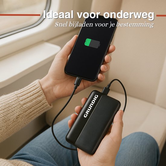 Powerbank Grundig 5000 MAh - Batterie Externe Avec 2x USB-A Et 1x USB-C, Charge Rapide Universelle - 6