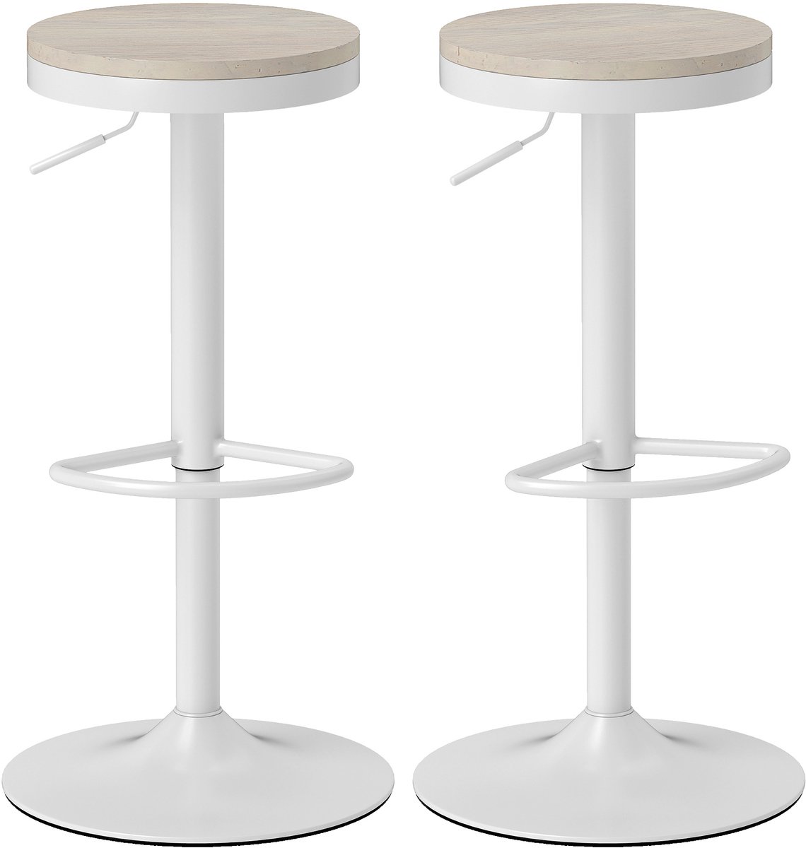 HOMCOM-Barkruk-38,5x38,5x80cm-Staal-Wit
