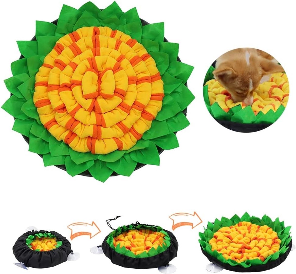 Allecto plus – Hondensnuifmat voor honden en katten – Geel – Interactief hondenpuzzelspeelgoed