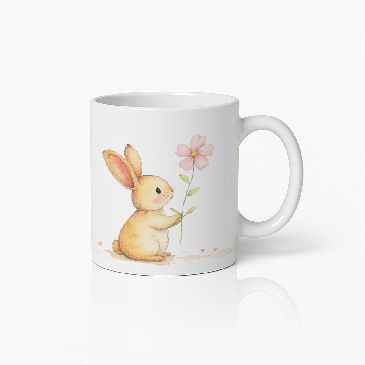 Schattige Konijn met Bloem Mok – Liefdieren Koffiemok – Perfect Cadeau voor Dierenvrienden