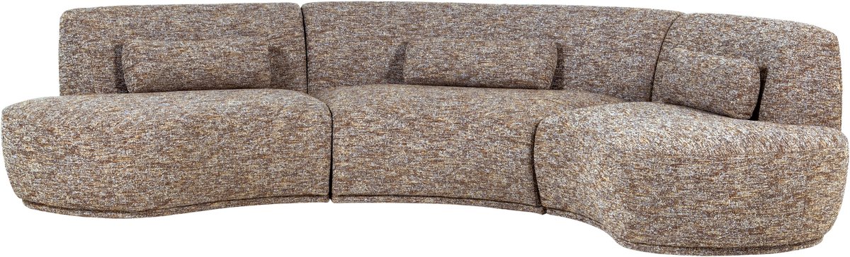 WOOOD Batavier Half Ronde Bank 6-Zits - Polyester - Lichtbruin Melange