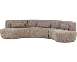 WOOOD Batavier Half Ronde Bank 6-Zits - Polyester - Lichtbruin Melange