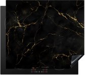 KitchenYeah® Inductie beschermer 60x52 cm - Marmer - Zwart - Goud - Klassiek - Kookplaataccessoires - Afdekplaat voor kookplaat - Inductiebeschermer - Inductiemat - Inductieplaat mat - Keuken decoratie