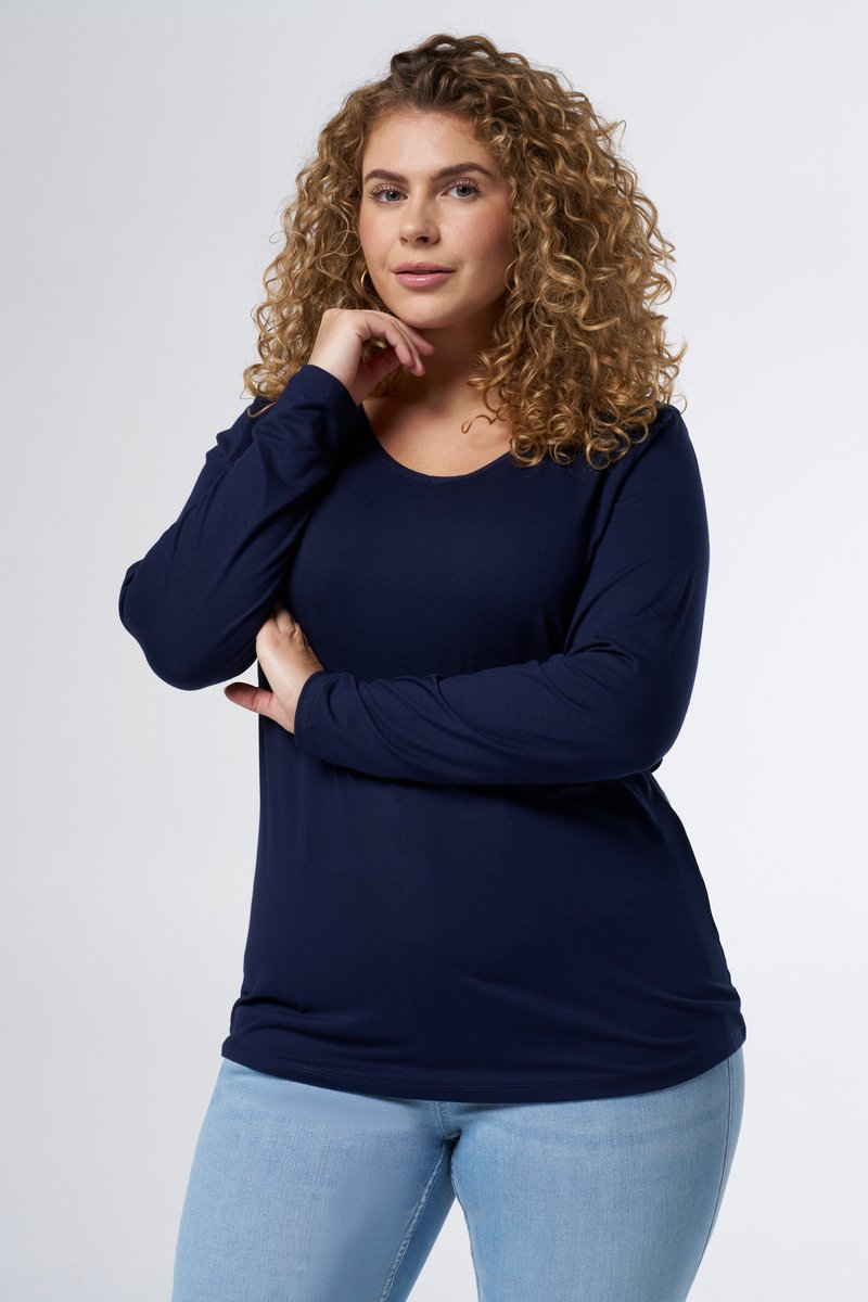 MS Mode Top Top met lange mouwen en v-hals