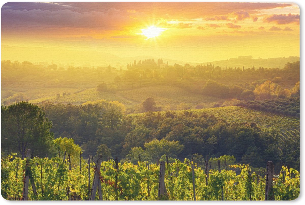 Muismat 27x18 cm - Mousepad Toscane - Italië - Druivenbomen - Muismatten