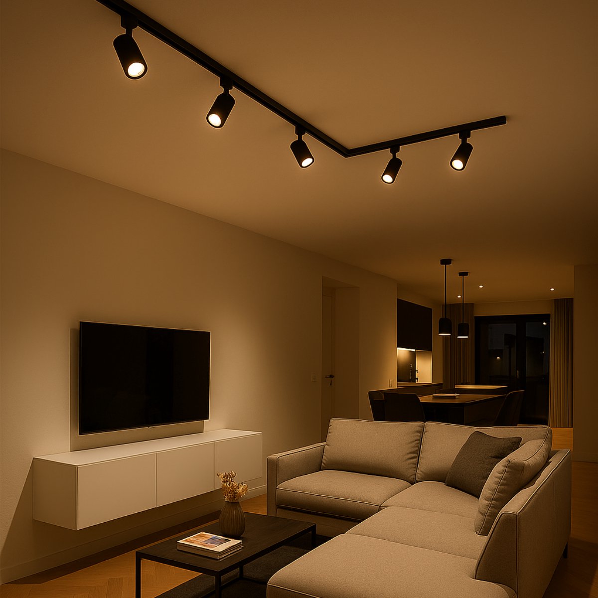 Lighto | Railverlichting 1-fase zwart | L-opstelling 200x100cm incl. voeding + 5 spots incl. LED lichtbronnen
