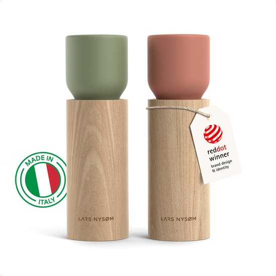 LARS NYSM Elektrische Zout- en Pepermolen | Automatische Molen Set van Roestvrij Staal met Instelbare Keramische Maalwerk | USB-Oplaadbare Kruidenmolens met LED-verlichting (Brown/Beige
