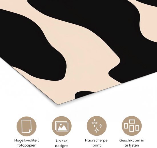 Affiche 90x60 cm - Motif pois - Vache - Beige - Posters - Décoration chambre - Décoration murale salon - Décoration murale chambre