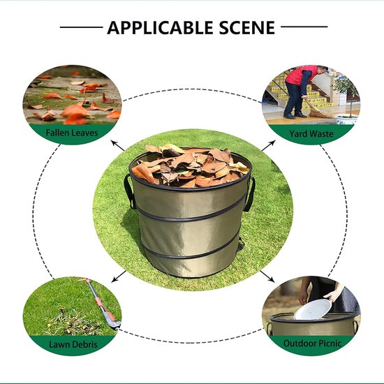 Tuinafvalzak - opvouwbare tuinafvalzak - afvalzak tuin - onkruidzakken - bladzakken-Tuinbenodigdheden - Draagbaar en opvouwbaar - Oxford-doek - Campingprullenbak - Milieuvriendelijk en herbruikbaar - Groen - Inhoud 10 gallon van Merkloos	 — afbeelding 2