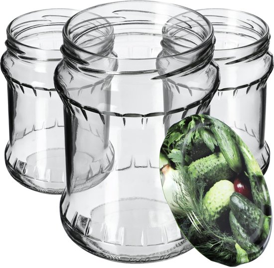 KADAX 48 stuks inmaakpotten 720 ml, ideaal voor inkoken en bewaren, potten met schroefdop, inmaakpotten met schroefdeksel, Twist Off to 82, voorraadpotten voor het inleggen (rood geruit
