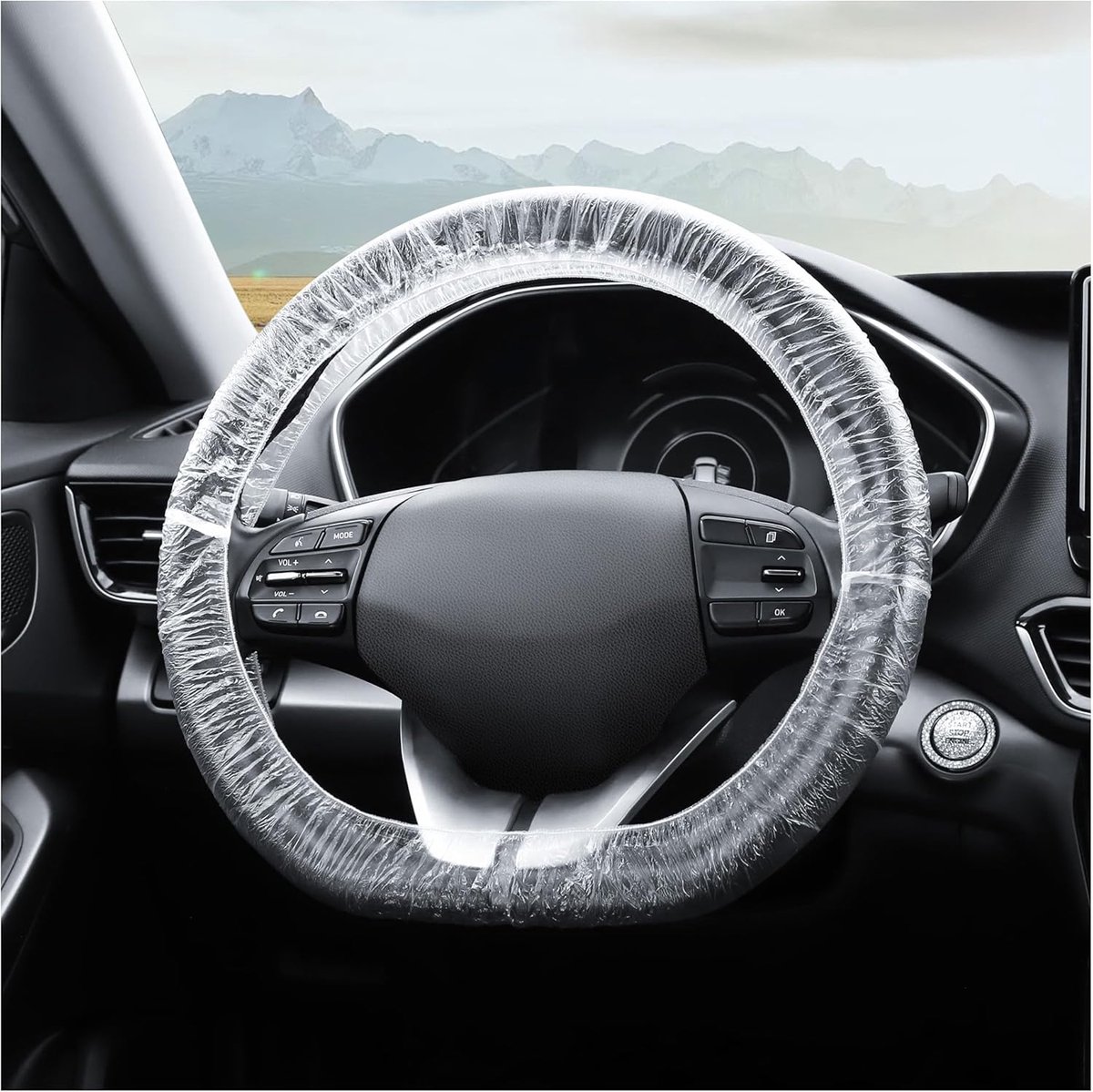 Image of 100pcs Wegwerpprotectors voor Stuurwielen - Plastic Stuurwiel Covers met Elastische Band - Bescherming Tegen Slijtage en Krassen - Universele Auto Accessoires