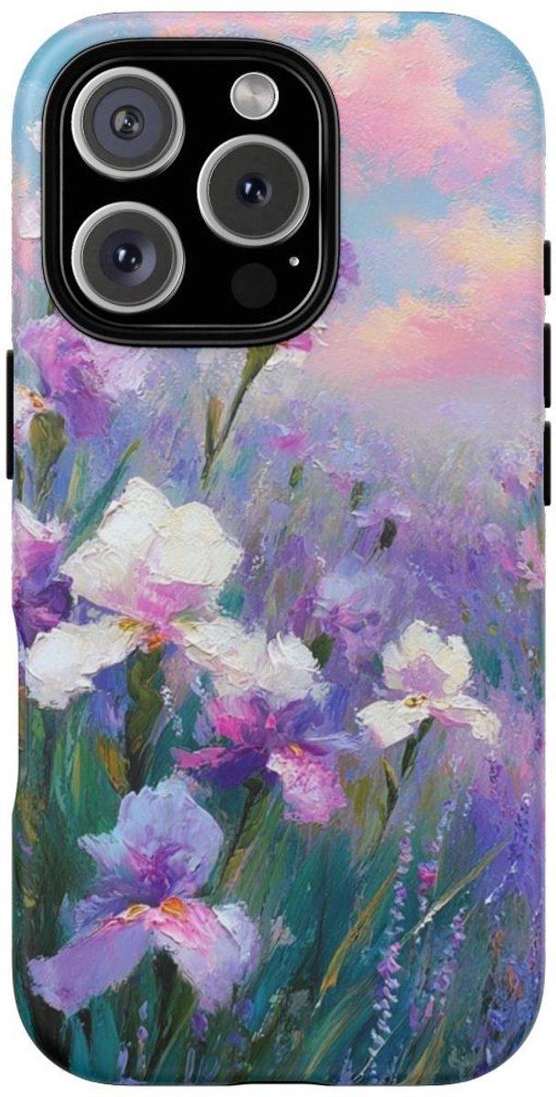 Pastelkleurige Irisbloemen Schildering – Telefoonhoesje Geschikt voor iPhone 16 Pro