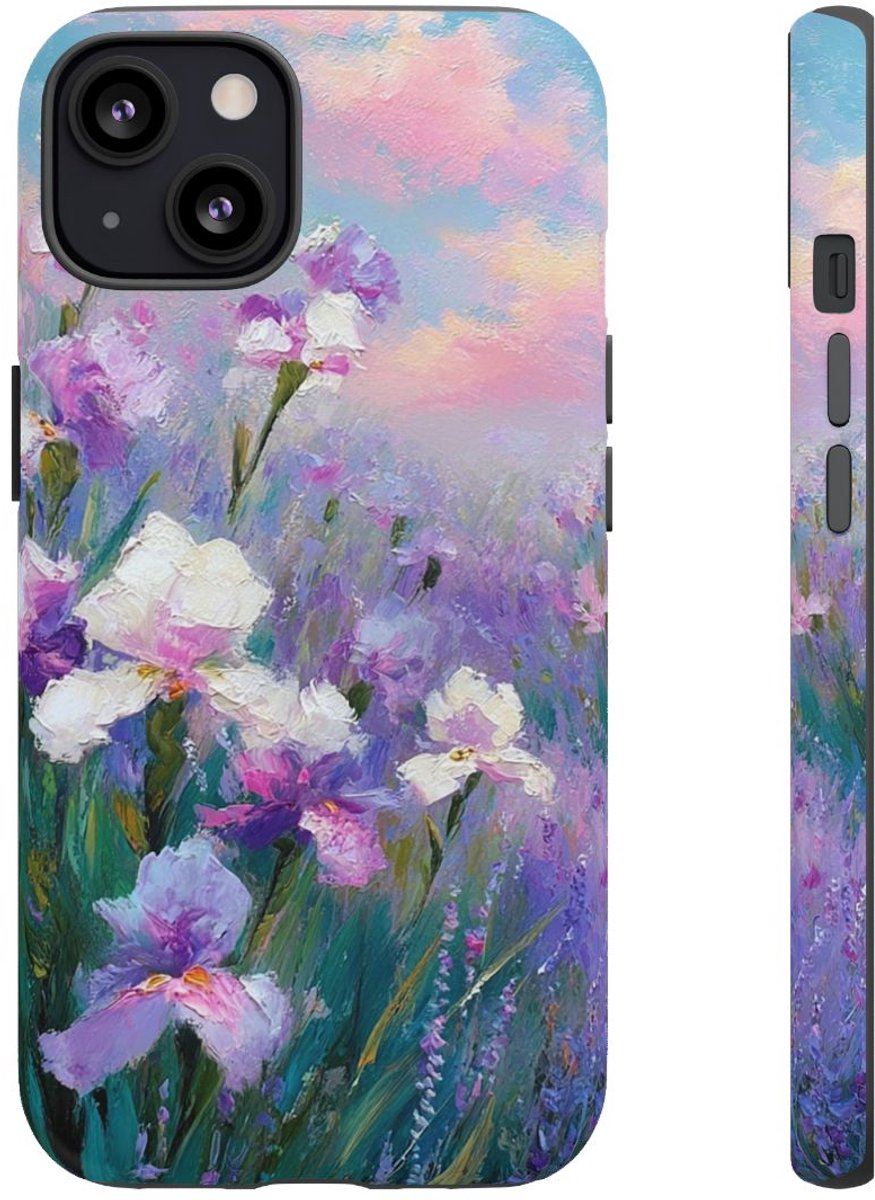 Pastelkleurige Irisbloemen Schildering – Telefoonhoesje Geschikt voor iPhone 13