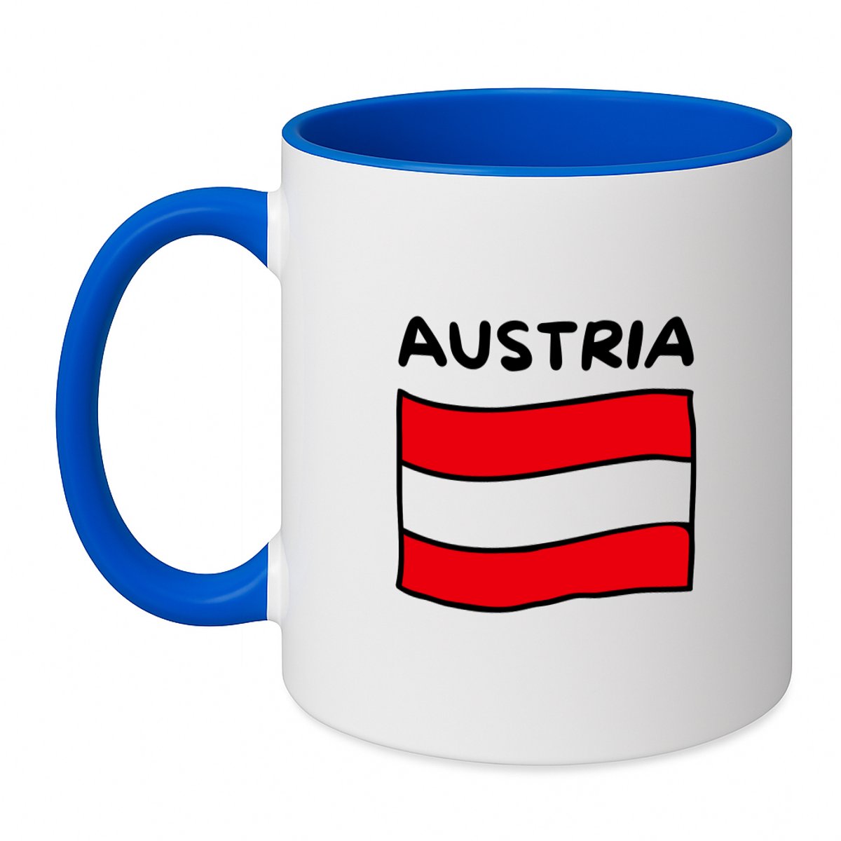 Hacebo® - Austria vlag koffiebeker zee blauw - Oostenrijk - reizigers - thee mok - koffie beker - toerist - verjaardagscadeau - souvenir - vakantie - koffiemok - 350 ML inhoud