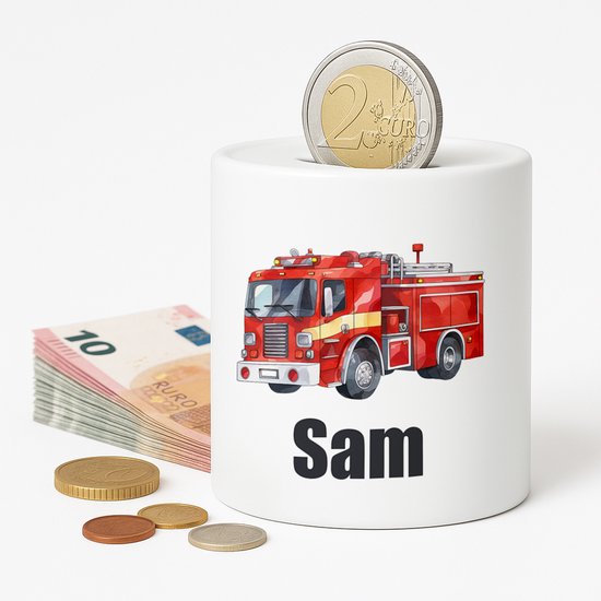Spaarpot Brandweer - gepersonliseerd met naam - Spaarpot met naam gepersonaliseerd - Baby Cadeau - Geschenk - kraamcadeau - Spaarpotten voor kind - jongen of meisje