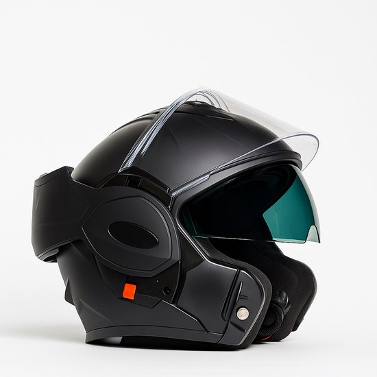Casque Vito Reverse System - Casque moto et scooter avec mentonnière relevable et pare-soleil - Casque noir mat pour scooter, moto et cyclomoteur - Pour femme et homme - Convient aux Adultes - Taille XXL