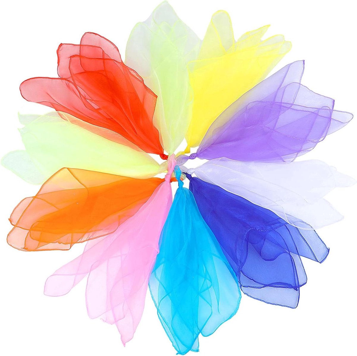 Allecto plus - Sensorische sjaals voor jongleren en dansen - Set van 10 stuks - Multi-color chiffon sjaals - Baby sensorisch speelgoed - Rhythm band - Sjaals rekwisieten - Afmetingen 60 x 60 cm