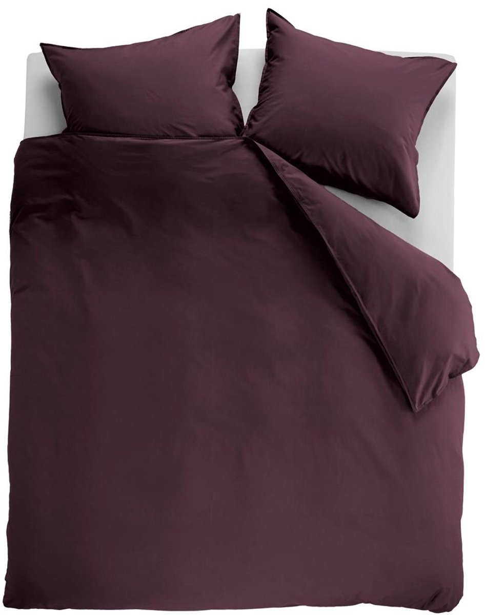 Ambiante Cotton Uni dekbedovertrek - Effen - Tweepersoons - 200x200/220 - Donker Rood