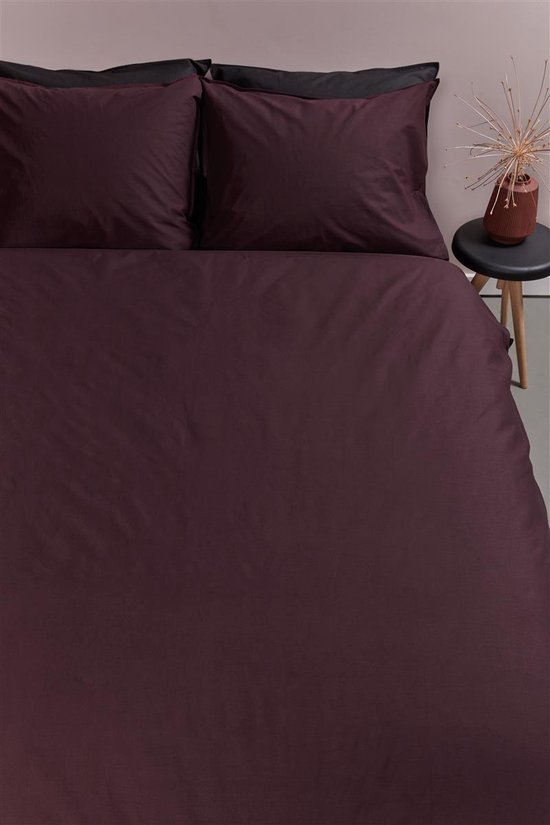Ambiante Cotton Uni dekbedovertrek - Effen - Tweepersoons - 200x200/220 - Donker Rood van Merkloos — afbeelding 5