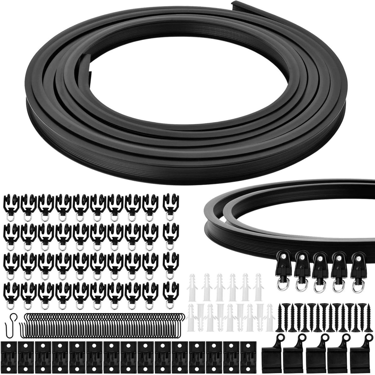Allecto plus - Buigzame gordijnrail 5 meter - Plafondrails - Zwart-wit - Accessoires - Flexibele kunststof - Wandgordijnrails - Erkerramen - Douche - Ruimteverdeler