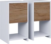 Tables de chevet Vicco Evo – Set de 2 Chêne blanc/doré