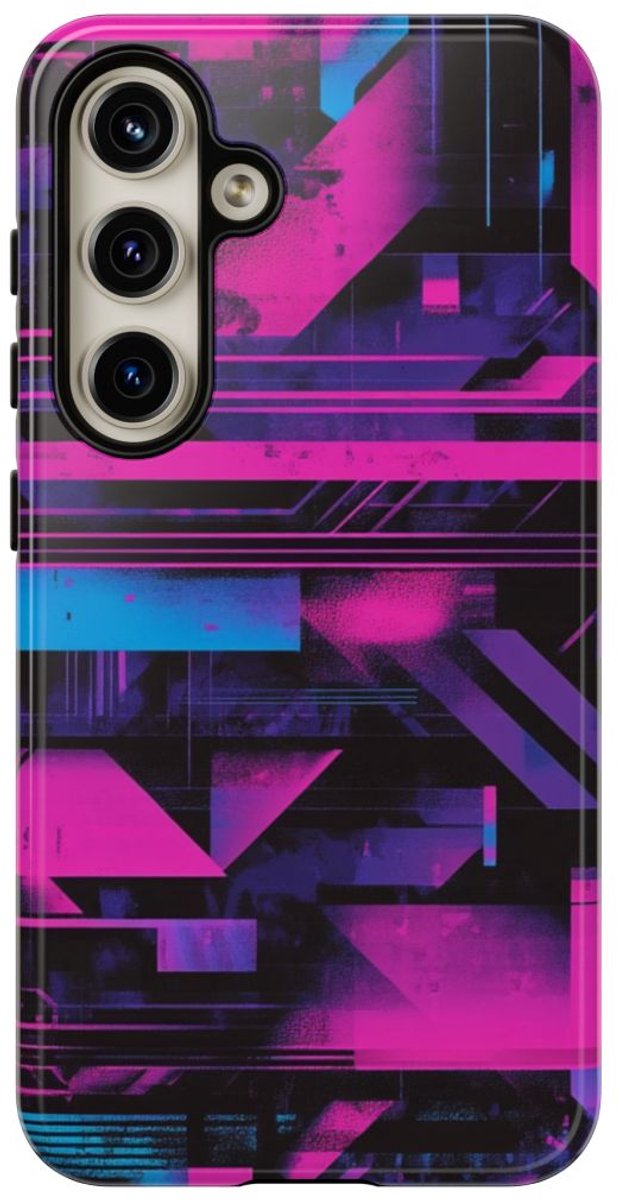 Neon Geometrisch Abstract Patroon – Telefoonhoesje Geschikt voor Samsung Galaxy S24