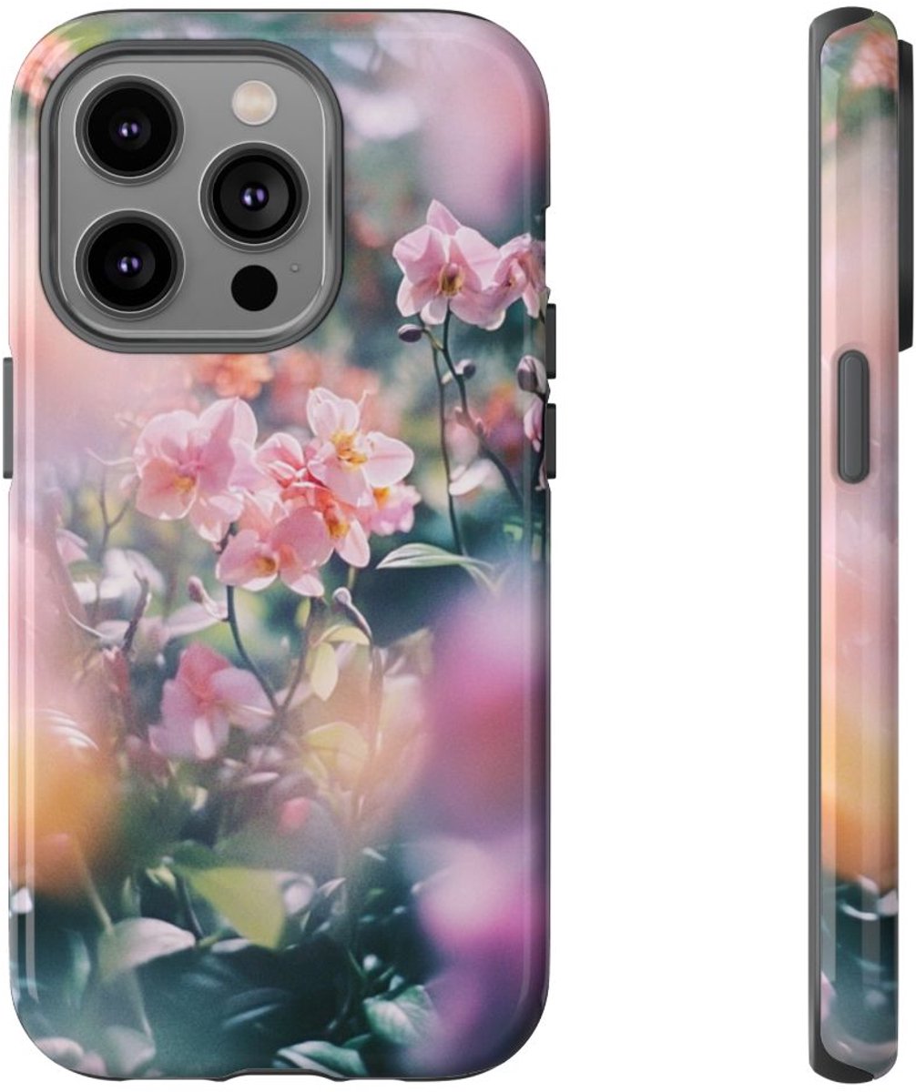 Zachte Roze Orchideeën Bloemenprint – Telefoonhoesje Geschikt voor iPhone 14 Pro