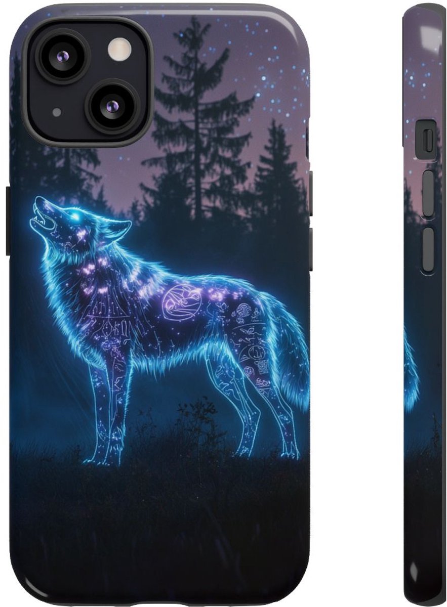 Gloeiende Wolf met Oeroude Symbolen – Telefoonhoesje Geschikt voor iPhone 13