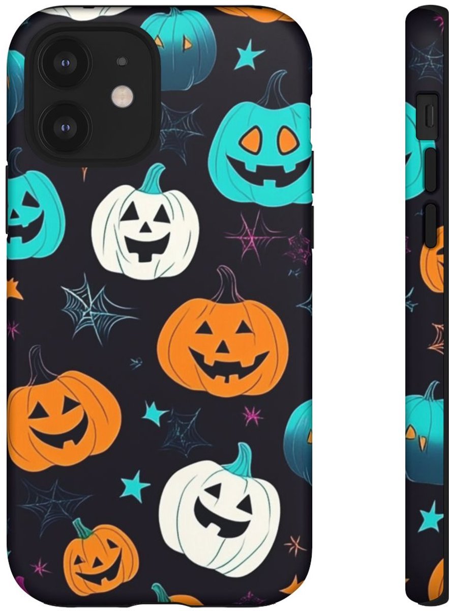 Vrolijk Gekleurde Halloween Pompoenen Patroon – Telefoonhoesje Geschikt voor iPhone 12