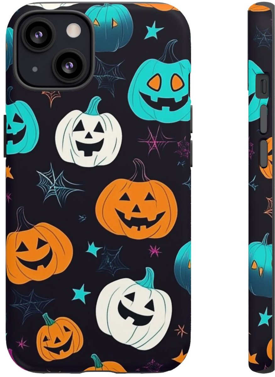 Vrolijk Gekleurde Halloween Pompoenen Patroon – Telefoonhoesje Geschikt voor iPhone 13
