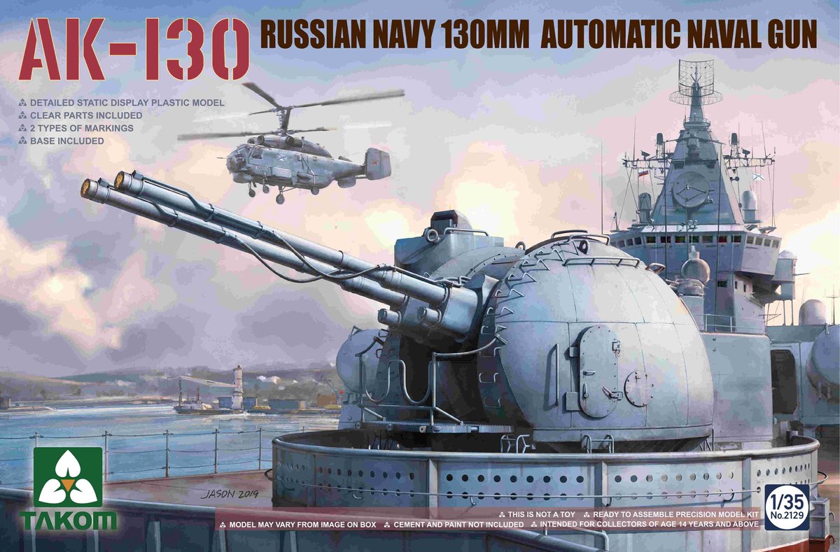 Takom Modelbouwpakket Militaire voertuigen - 2129 Russische Marine 130mm Automatisch Scheepskanon AK-130 - Artillerie Plastic - 1:35 - Modelbouw