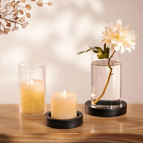 Windlicht glazen kandelaar kandelaar glazen cilinder: Romadedi 3-delige set windlichten voor kaarsen stompkaarsen drijvende kaarsen kaarsglas glazen vaas voor bruiloft party eettafel tafeldecoratie