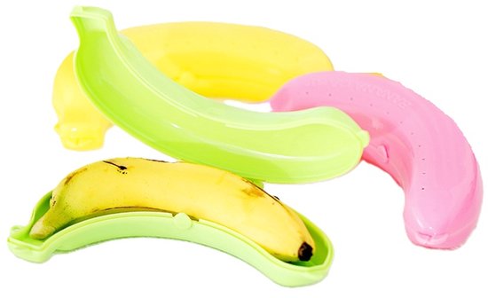 ZAHD 2 stuks bananendozen, kunststof, lunchbox, verse bananenbescherming, luchtdichte bananendoos, lunchbox, kan op campingreizen worden gebruikt om bananen te vervoeren
