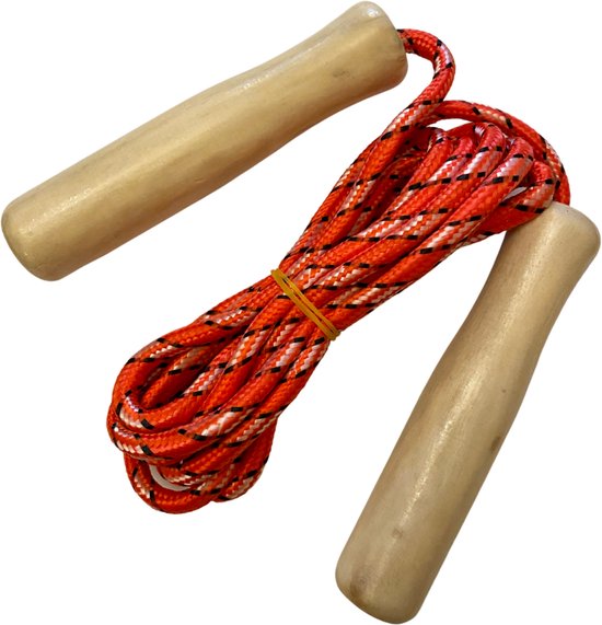Springtouw 240 cm met Houten Handvatten - Skipping Rope - Buitenspeelgoed - Ropeskipping - Sportief speelgoed voor jongens meisjes kinderen - Springtouw