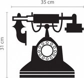 muursticker vintage telefoon 30 x 40 cm pvc zwart