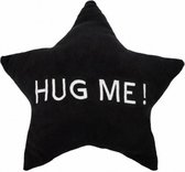 kussen HUG ME! ster 35 x 35 x 10 cm pluche zwart