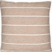 sierkussen gestreept 45 x 45 cm polyester beige/wit