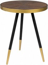 bijzettafel Denise 44 x 45 cm hout/staal bruin/zwart/goud