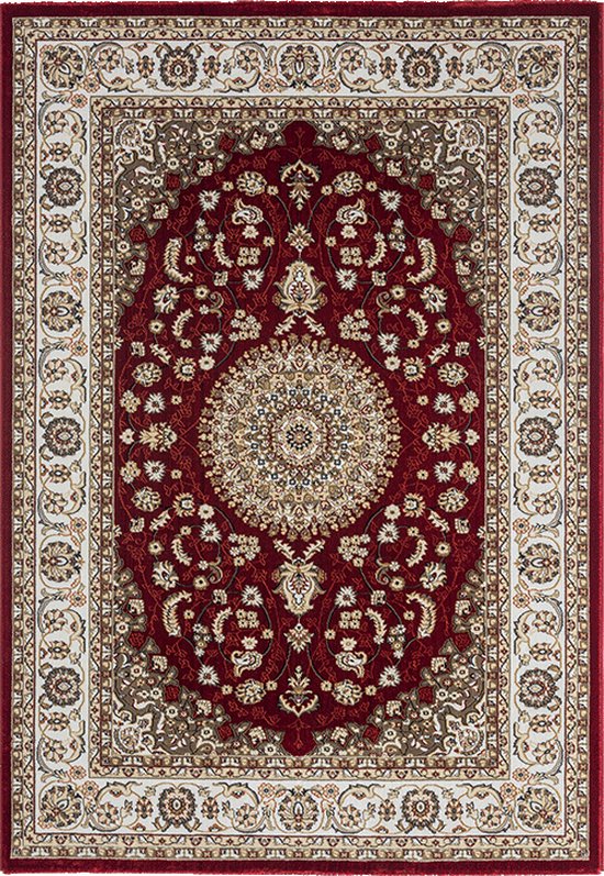 Laagpolig Perzisch motief Vloerkleed Rood-80 x 300 cm