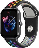 Siliconen Smartwatch bandje - Geschikt voor  Amazfit GTS 3 sport band - zwart/kleurrijk - Strap-it Horlogeband / Polsband / Armband