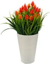 kunstplant Visgraat 10 x 22 cm wit/groen/oranje