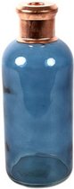 vaas Babet 27,5 x 10,5 cm glas/koper blauw