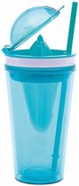 drinkbeker On The Go met rietje 500 ml blauw