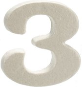 decoratiecijfer 3 10 x 15 x 2 cm polystyreen wit