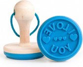 koekjesstempel LoveYou 9,3 cm hout/siliconen blauw